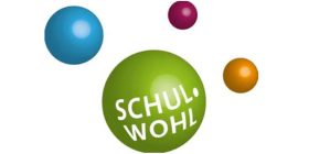 Logo von SCHUL.WOHL mit farbigen Kugeln und zentraler grüner Kreisform.